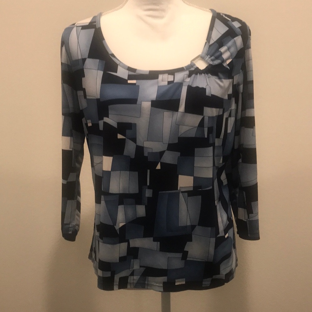 Geometric Design Blouse Sz L